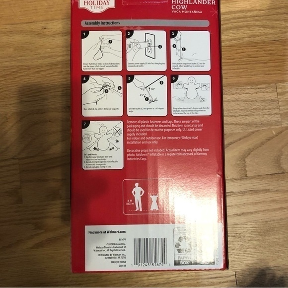 Highland Cow Inflatable Blow Up NEW 3.5 ft Brown Christmas Decor Outdoor - Picture 3 of 3